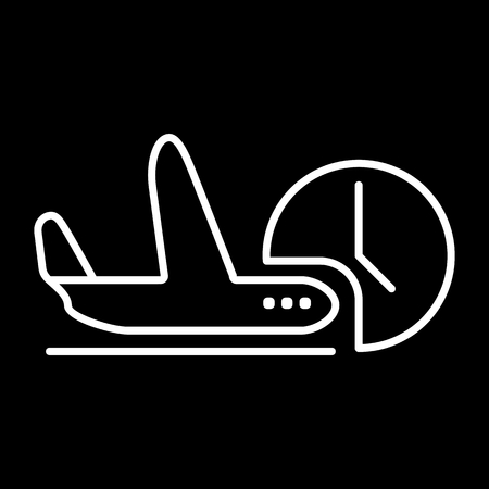 Clock vector with airplane illustration. Timetable. Aircraft arrivalのイラスト素材