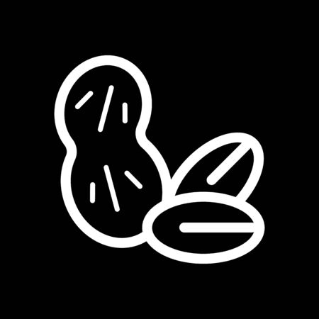 Peanut vector icon isolated on black background. Peanut icon for infographic, website or app. Line designのイラスト素材