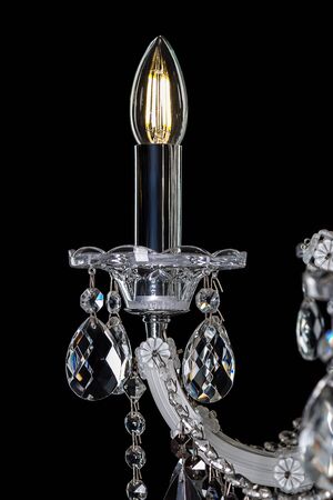 Chrystal chandelier close-up. On black background with copy spaceの写真素材