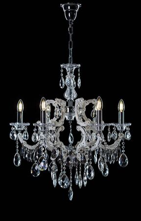 Chrystal chandelier. On black background with copy spaceの写真素材
