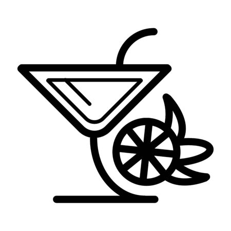 Glass vector icon black symbol or logo. Martinka glass with cocktail.のイラスト素材