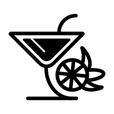 Glass vector icon black symbol or logo. Martinka glass with cocktail.のイラスト素材