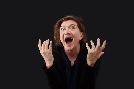 Man Smiling Happiness Carefree Emotional Expression Conceptの写真素材