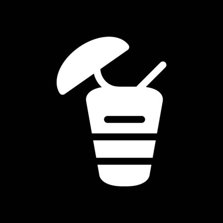 Cocktail vector icon. Isolated on black background.のイラスト素材