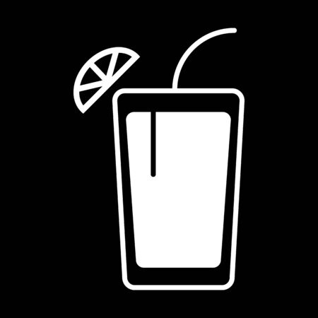 Line art cocktail drink isolated on black. vector icon.のイラスト素材