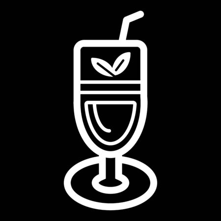 Cocktail line icon, outline vector logo, linear pictogram isolated on black.のイラスト素材