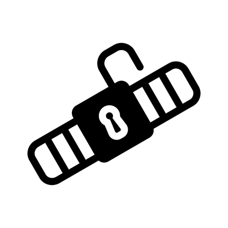 Safety belt icon. solid Black pictogram on white background. Vector illustration symbol and bonus button opened lock.のイラスト素材