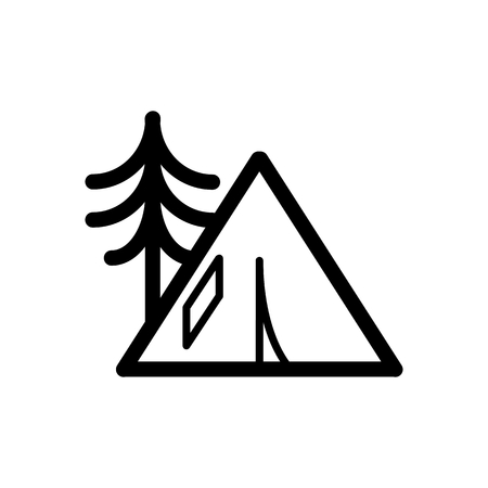 Camping tent icon outline vector contour isolated on white backgroundのイラスト素材