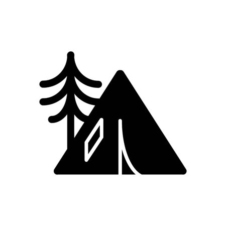 Camping tent icon solid vector contour isolated on white backgroundのイラスト素材