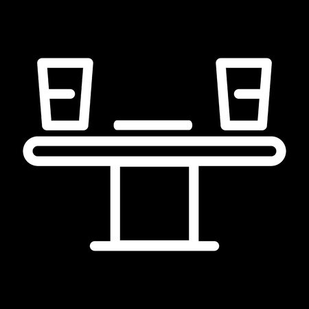 Thin line icon. Table and cups illustration. cafe, restaurant sign. Food service. Vector style linear icon.のイラスト素材