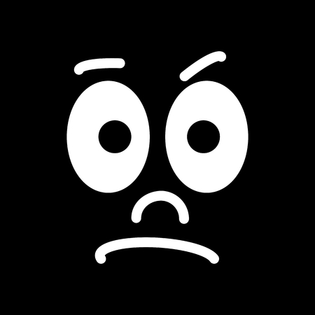 Cartoon face with a skeptical expressionのイラスト素材