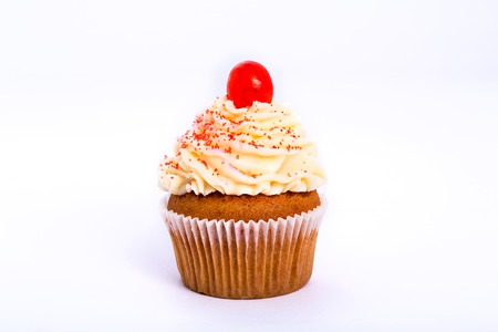 sweet cupcake on a white background.の写真素材