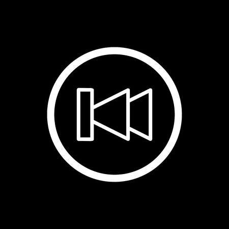fast back rewind media player vector icon. Linear outline icon isolated on black.のイラスト素材