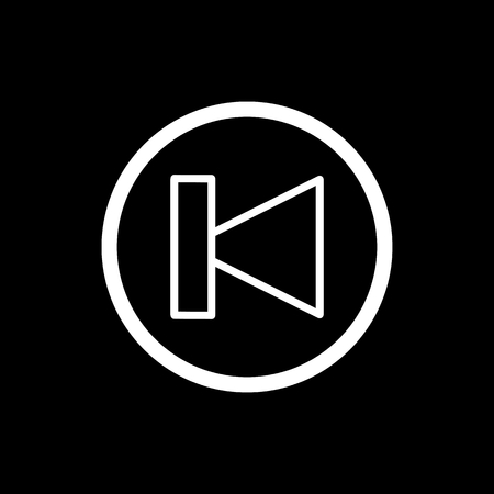previous track button icon. Vector illustration outline on black.のイラスト素材