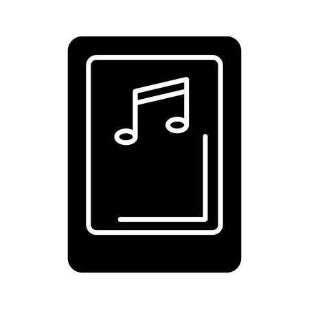 Isolated tablet screen with music player symbol on white background. Concept of audio playback, multimedia, stream.のイラスト素材