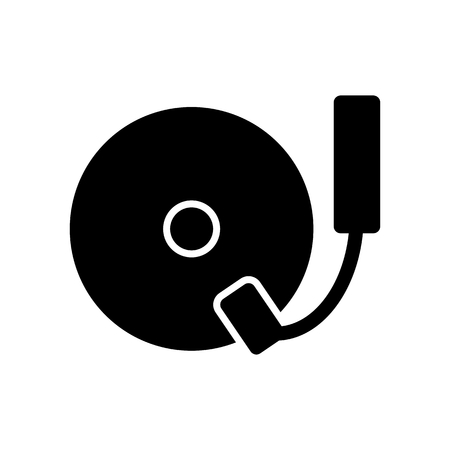 Retro radiogramophone icon. Old musical device vector illustration. Radio stereo system with recorder and record playerのイラスト素材