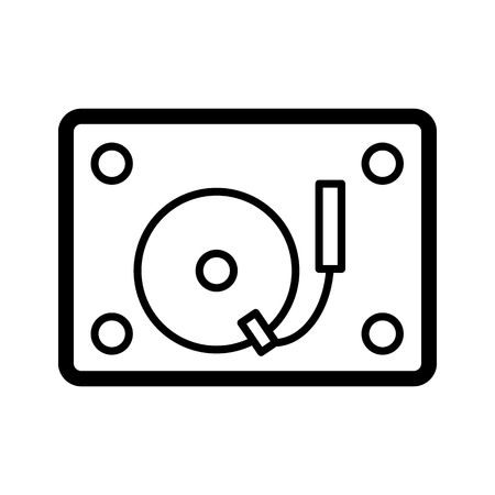 Retro radiogramophone icon. Old musical device vector illustration. Radio stereo system with recorder and record playerのイラスト素材