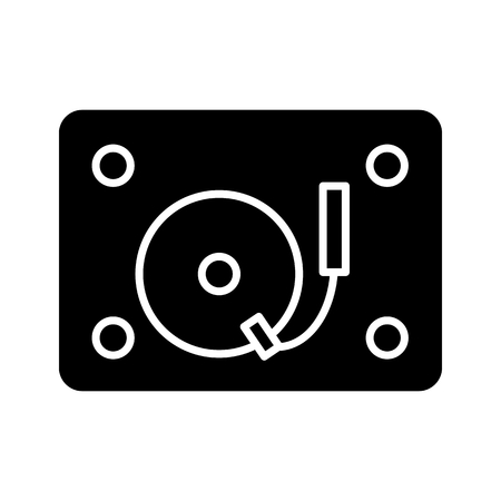 Retro radiogramophone icon. Old musical device vector illustration. Radio stereo system with recorder and record playerのイラスト素材