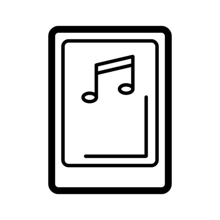 Isolated tablet screen with music player symbol on white background. Concept of audio playback, multimedia, stream.のイラスト素材
