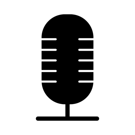 Vintage microphone line style vector illustration. Icon isolated on whiteのイラスト素材