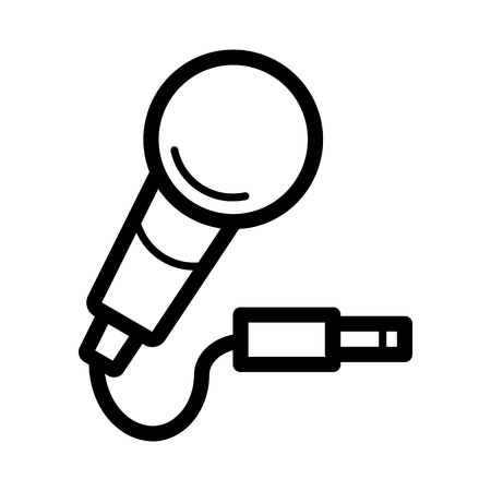 microphone with cord, vector icon. Isolated on whiteのイラスト素材