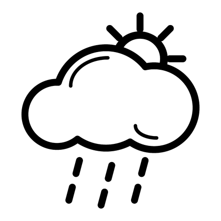Lightning rain cloud sun meteo iconのイラスト素材