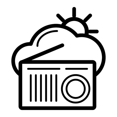 Vector weather forecast for the radio. Clouds and sun and radio on white backgroundのイラスト素材