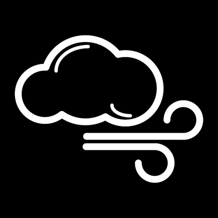 Weather icon of wind. White icon on black background.のイラスト素材
