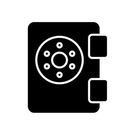 safe vector icon. Black and white bank illustration. Solid linear finance icon.のイラスト素材