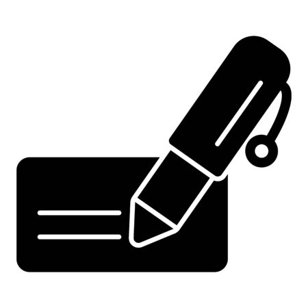 Notes and pen vector icon. Black and white note illustration. Solid linear business icon.のイラスト素材