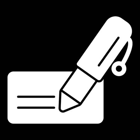 Notes and pen vector icon. Black and white note illustration. Solid linear business icon.のイラスト素材
