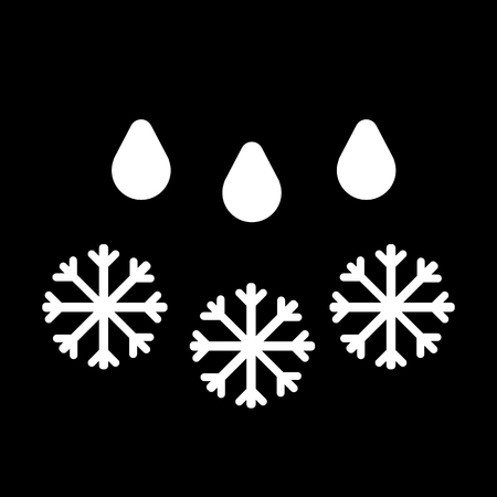 snow with rain vector icon. Black and white weather illustration.のイラスト素材