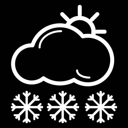 Web icon. Sun, clouds and snow. Vector icon isolated on black.のイラスト素材