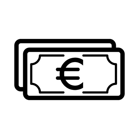 Money euro vector icon. Black and white cash illustration. Outline linear banking icon.のイラスト素材