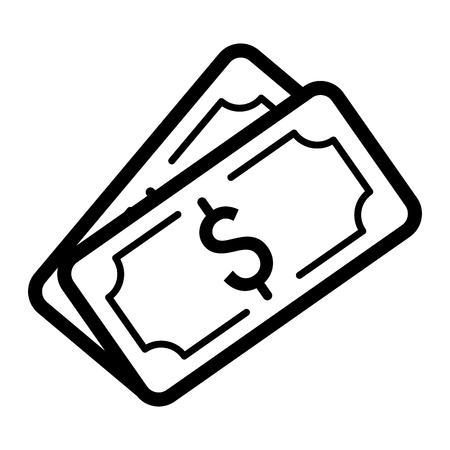Money dollar vector icon. Black and white cash illustration. Outline linear banking icon.のイラスト素材
