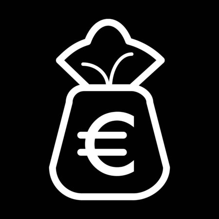 Money bag vector icon. Black and white euro sign illustration. Outline linear finance icon.のイラスト素材
