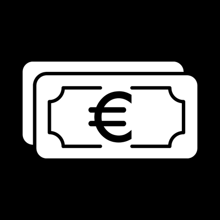 Money euro vector icon. Black and white cash illustration. Solid linear banking icon.のイラスト素材