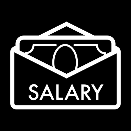 Salary vector icon. Black and white cash illustration. Contour linear money icon.のイラスト素材