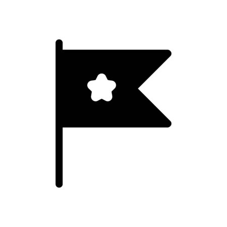 Small table flag with star vector icon. Black and white desk flag illustration. Solid linear business icon.のイラスト素材