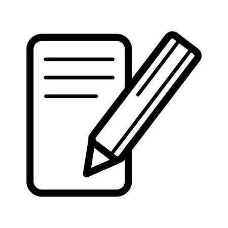 Notes and pan vector icon. Black and white note illustration. Outline linear business icon.のイラスト素材