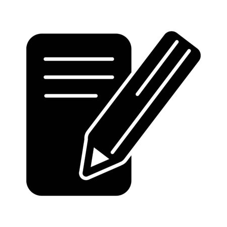 Notes and pan vector icon. Black and white note illustration. Solid linear business icon.のイラスト素材