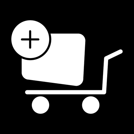 Shopping cart vector icon. Black and white Add product to cart illustration. Solid linear icon.の写真素材