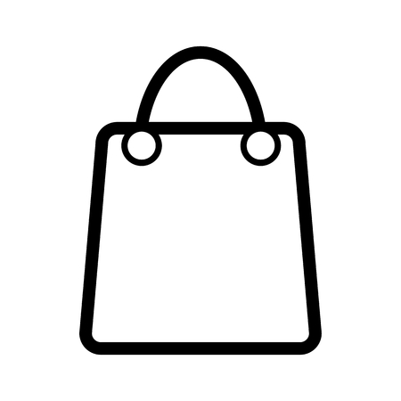 Shopping bag vector icon. Black and white bag illustration with blank space for your text. Outline linear icon.のイラスト素材