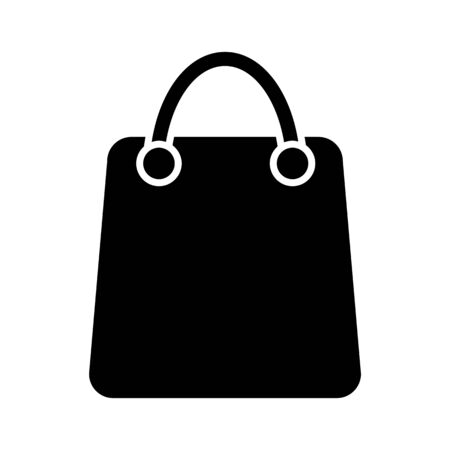 Shopping bag vector icon. Black and white bag illustration with blank space for your text. Solid linear icon.のイラスト素材