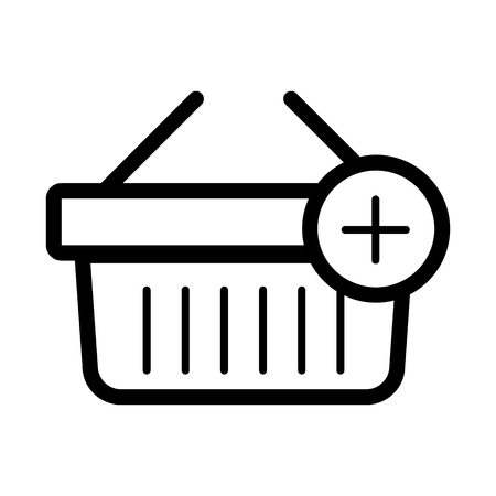 Shopping basket vector icon. Black and white Add product to cart illustration. Outline linear icon.のイラスト素材