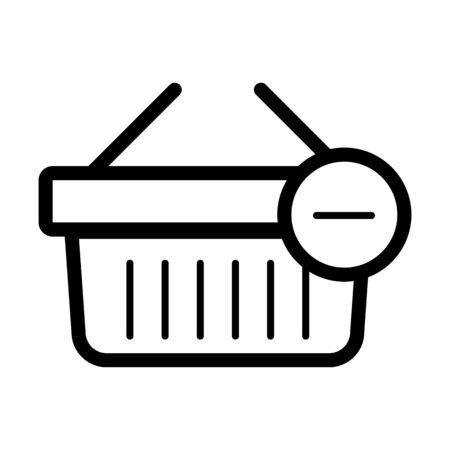 Shopping basket vector icon. Black and white Remove from cart illustration. Outline linear icon.のイラスト素材