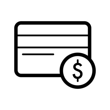 Credit card vector icon. Black and white card dollar illustration. Outline linear icon.のイラスト素材