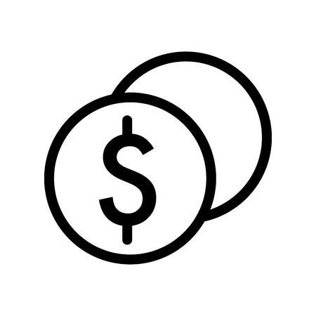 Stack of dollar coins vector icon. Black and white cash illustration. Outline linear money icon.のイラスト素材