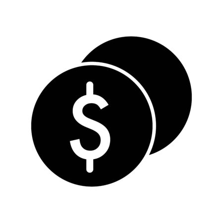 Stack of dollar coins vector icon. Black and white cash illustration. Solid linear money icon.のイラスト素材