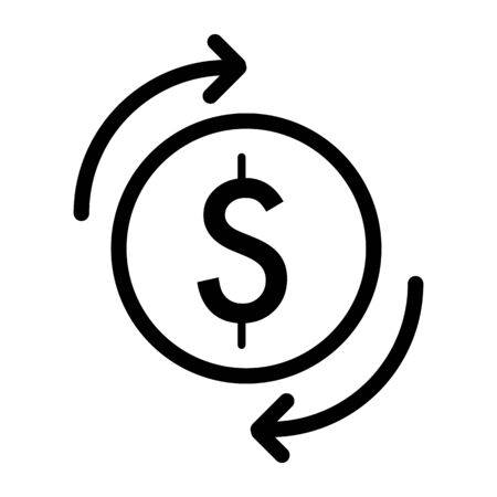 Dollar arrows vector icon. Black and white money illustration. Outline linear finance icon.のイラスト素材